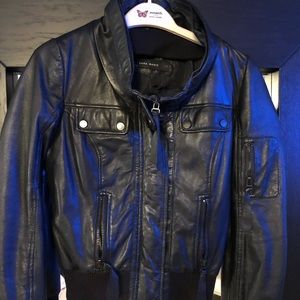 Zara basic black leather bomber size Xs